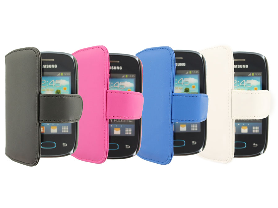 Beschrijvend Uiterlijk Voorbijganger Sideflip Kunstleren Hoesje voor Samsung Galaxy Pocket Neo (S5310)