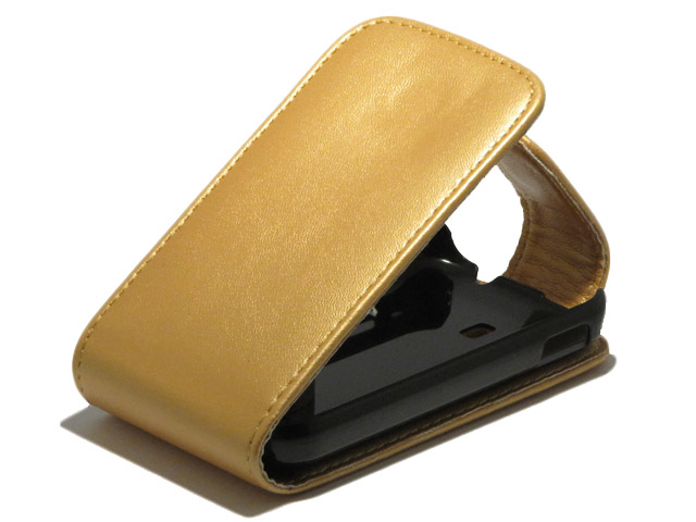 Golden Leather Case voor Samsung Galaxy Ace Plus (S7500)