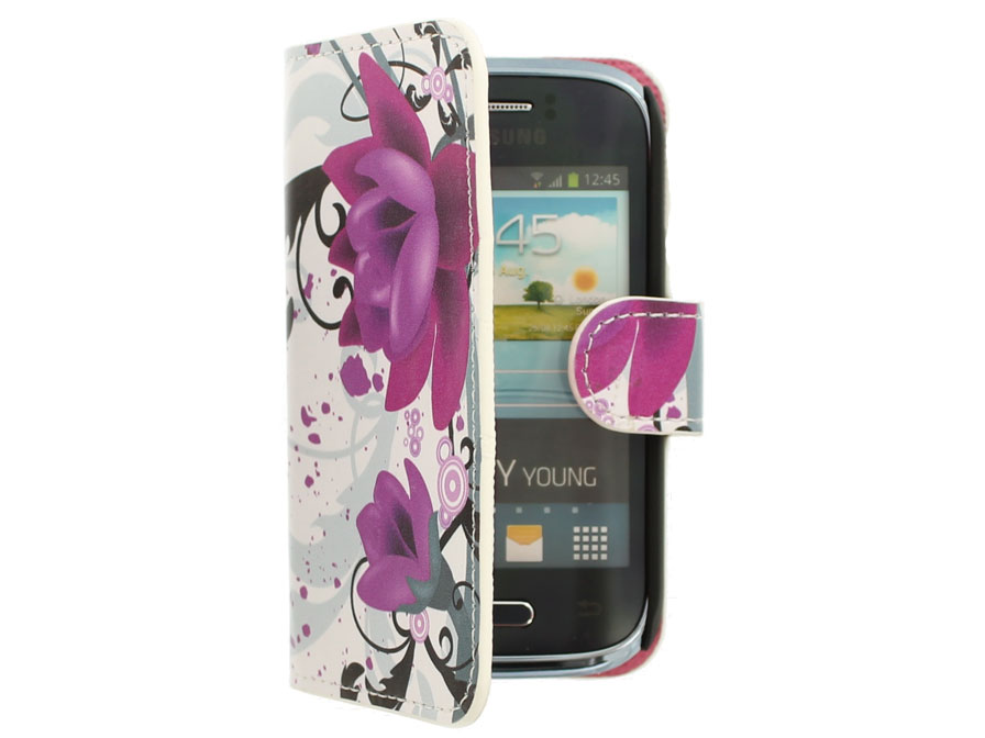 Big Flower Wallet Case voor Samsung Galaxy Young (S6310)