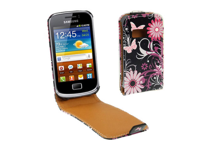 passie Zinloos D.w.z Pink Butterflies Kunstleren Flip Case Samsung Galaxy Mini 2 (S6500)