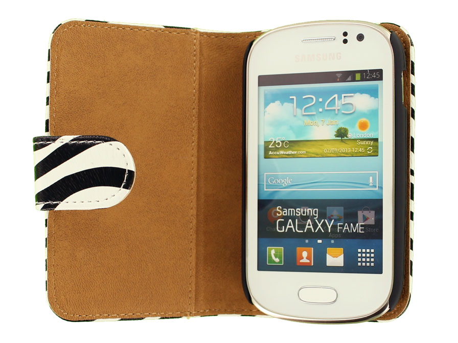 Zebra Book Case Hoesje voor Samsung Galaxy Fame (S6810)