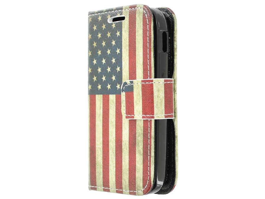 Vintage USA Flag Book Case Hoesje voor Samsung Galaxy Pocket 2