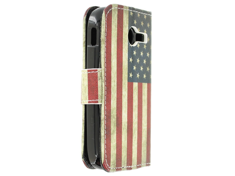 Vintage USA Flag Book Case Hoesje voor Samsung Galaxy Pocket 2