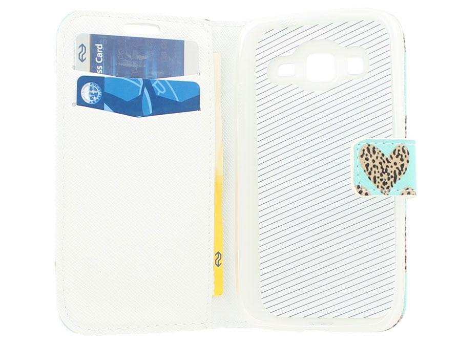 Leopard Hearts Book Case Hoesje voor Samsung Galaxy Core Prime 