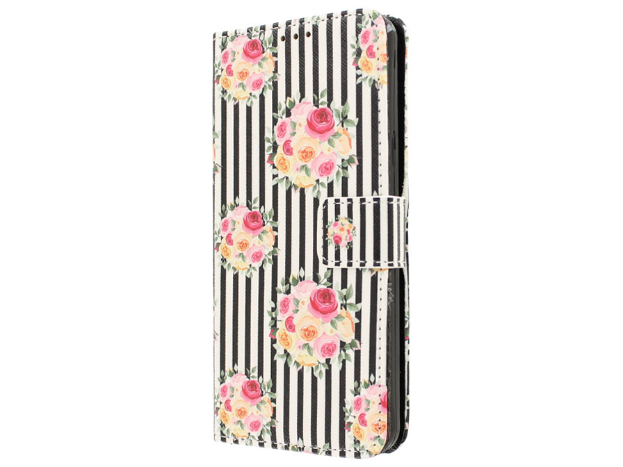 Flower Stripe Book Case - Samsung Galaxy A3 2016 hoesje