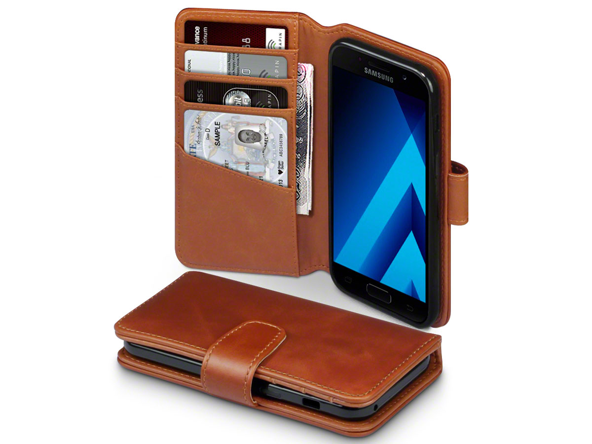 CaseBoutique Wallet Cognac Leer - Galaxy A3 2017 Hoesje