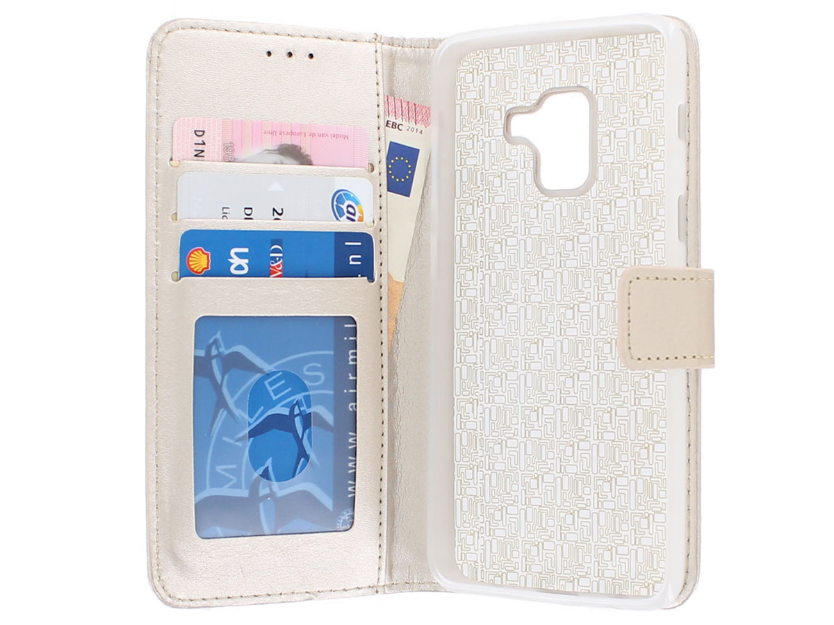 Bookcase Wallet Goud - Samsung Galaxy A8 2018 hoesje