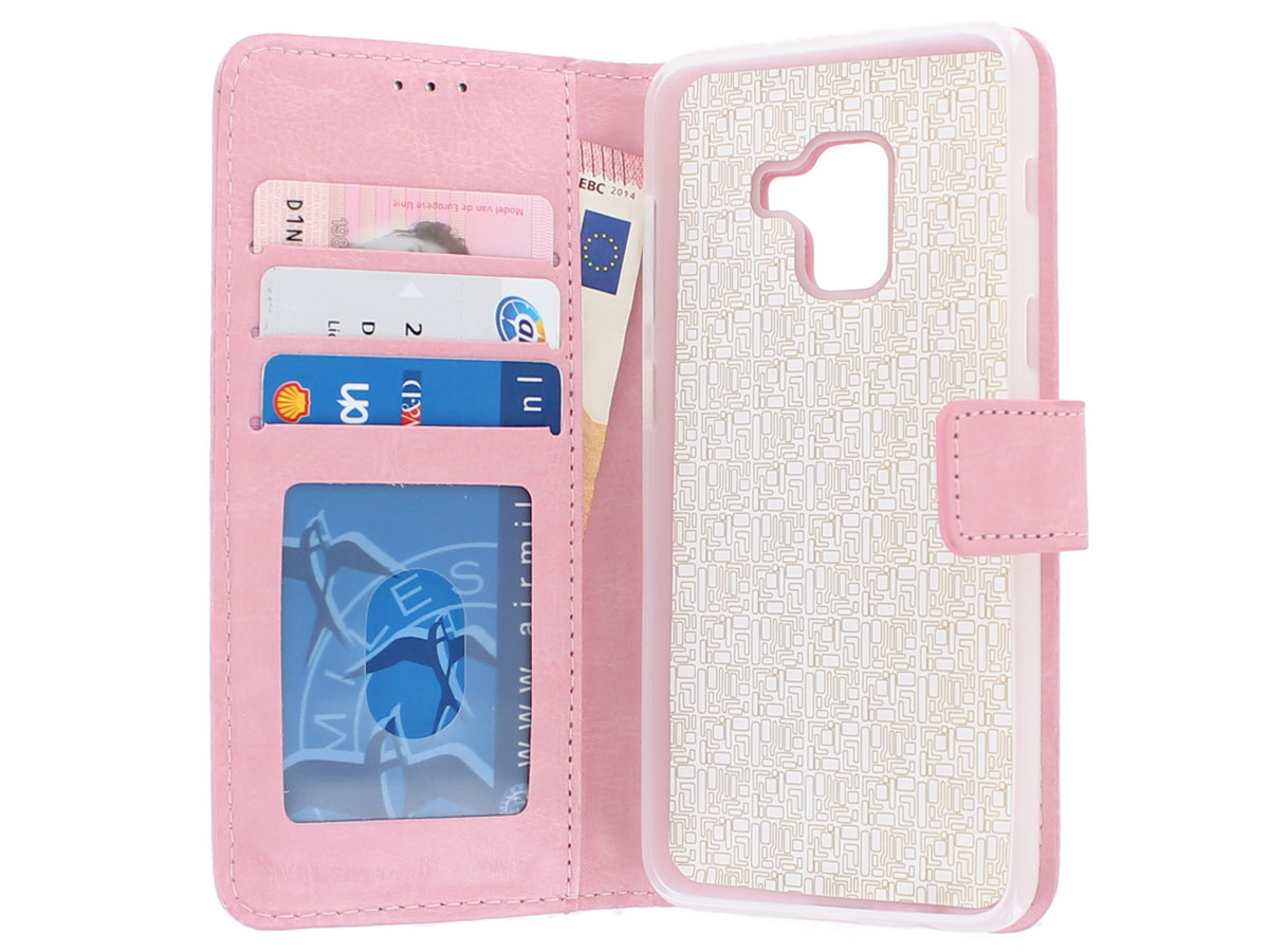 Bookcase Wallet Roze - Samsung Galaxy A8 2018 hoesje