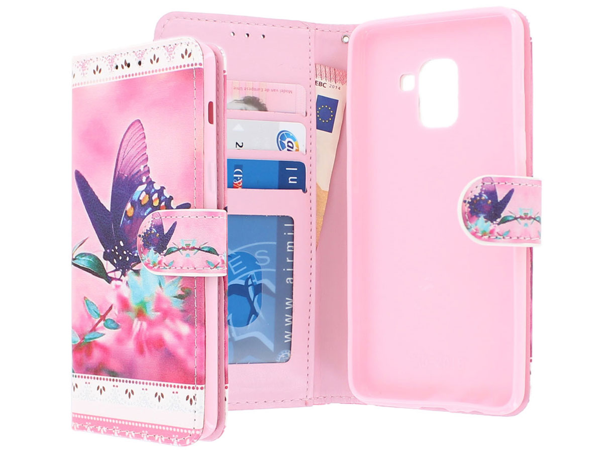 Butterfly Bookcase - Samsung Galaxy A8 2018 hoesje