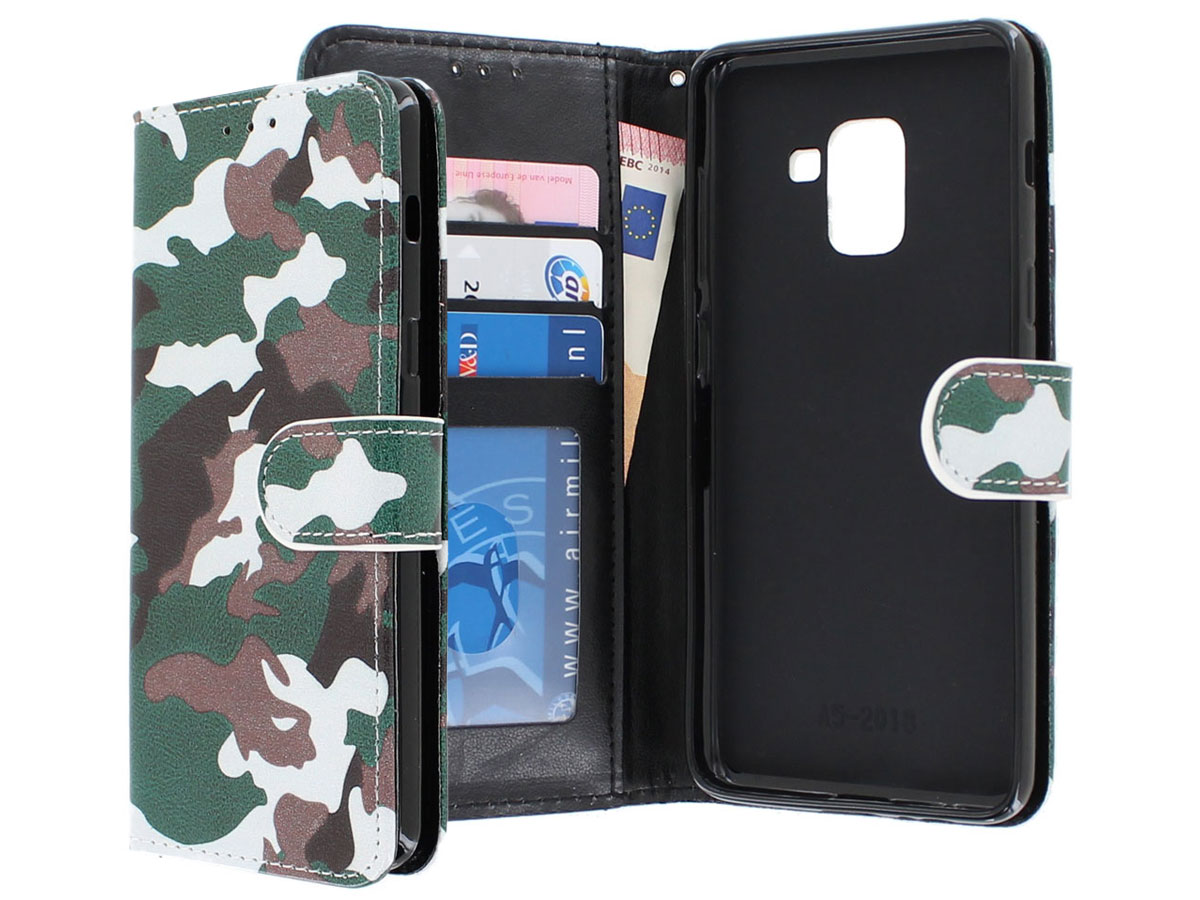 Camouflage Bookcase - Samsung Galaxy A8 2018 hoesje