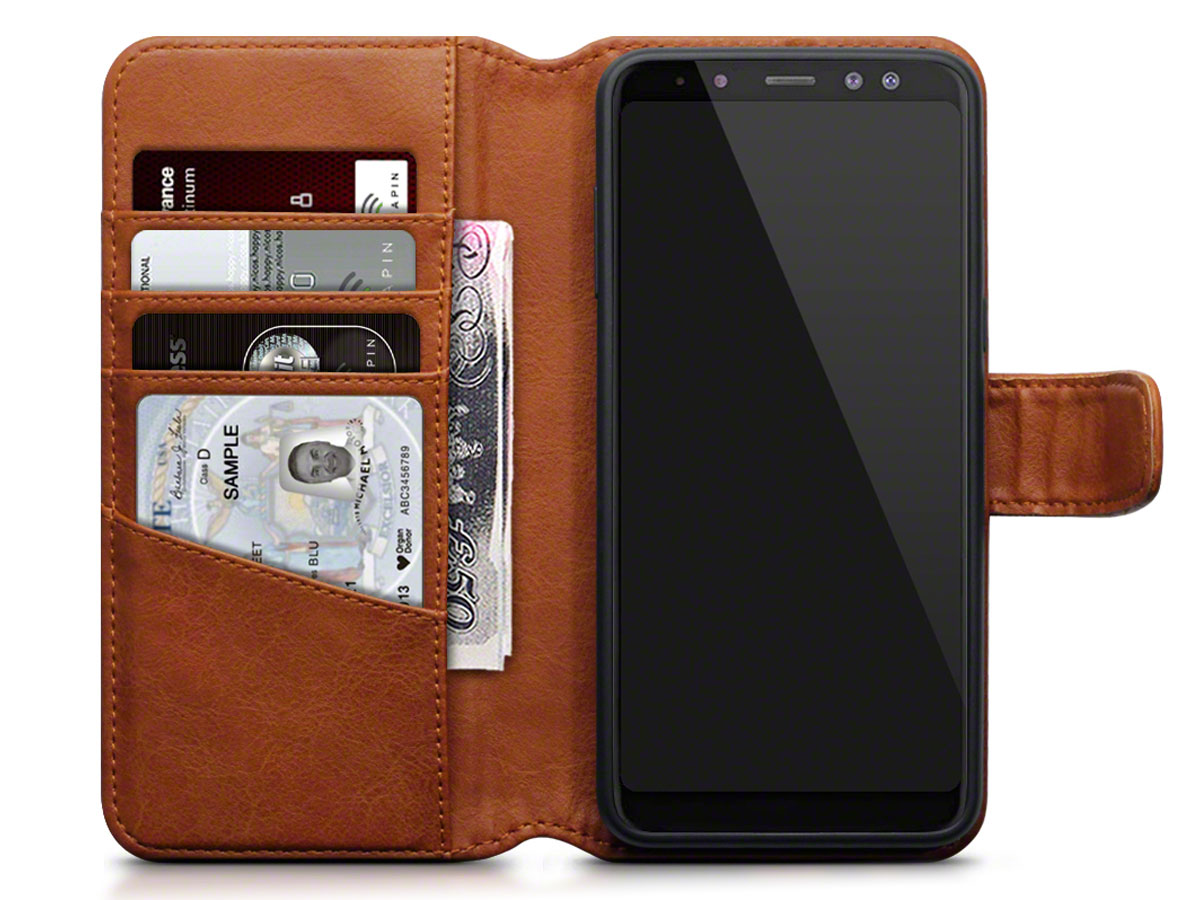 CaseBoutique Bookcase Cognac Leer - Galaxy A8 2018 Hoesje