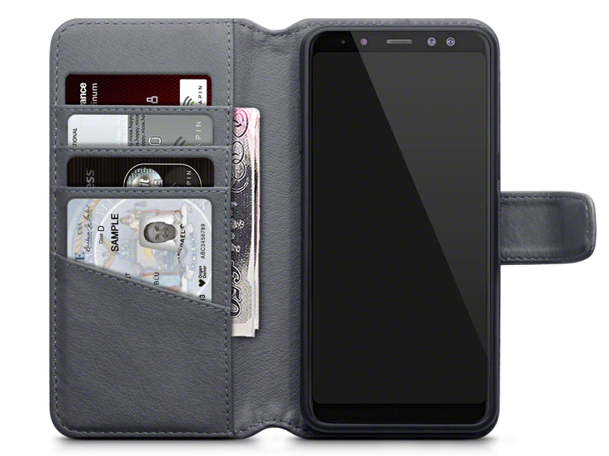 CaseBoutique Bookcase Grijs Leer - Galaxy A8 2018 Hoesje