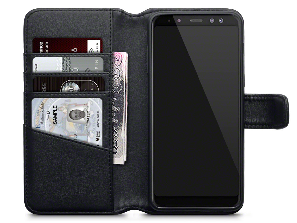 CaseBoutique Bookcase Zwart Leer - Galaxy A8 2018 Hoesje