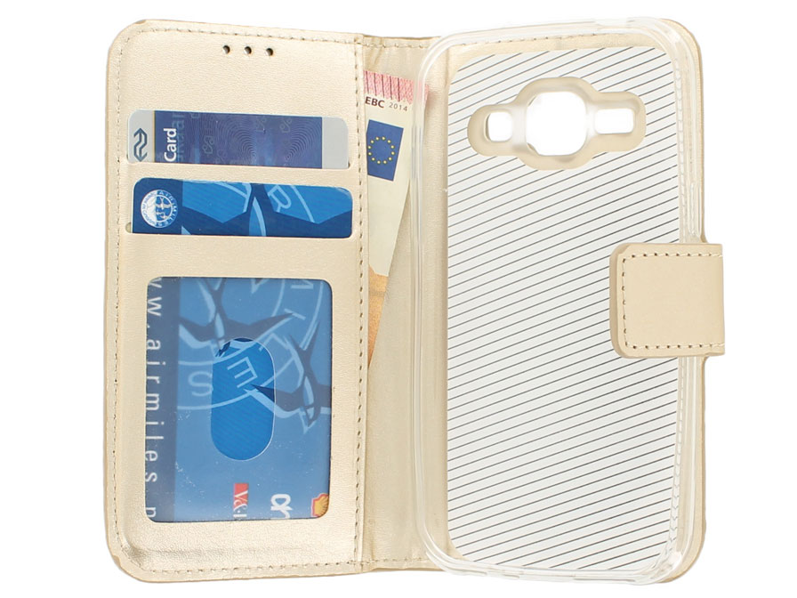 Wallet Bookcase Goud - Samsung Galaxy J1 2015 hoesje