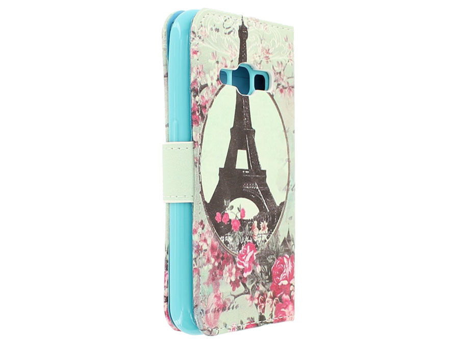Retro Paris Bookcase - Samsung Galaxy J1 2016 hoesje