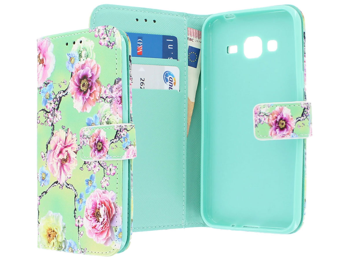 Flower 3D Bookcase - Samsung Galaxy J3 2016 hoesje