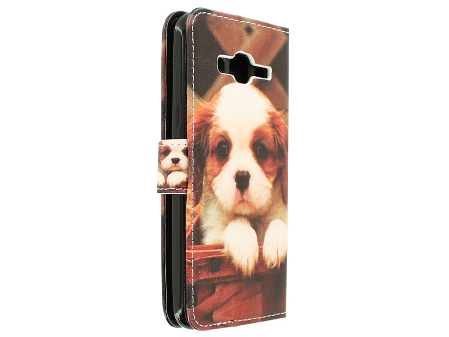 Puppy Dog Bookcase - Samsung Galaxy J3 2016 hoesje