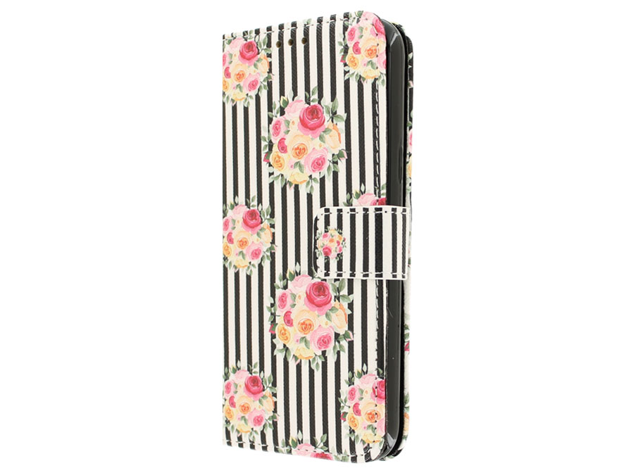 Flower Stripes Bookcase - Samsung Galaxy J5 2015 hoesje