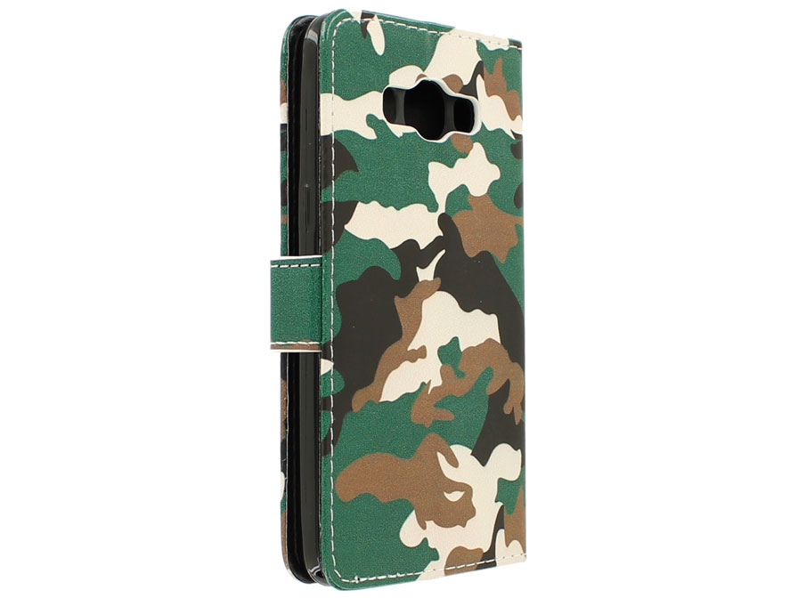 Camouflage Bookcase - Samsung Galaxy J7 2016 hoesje