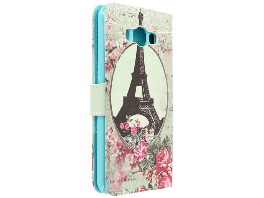 Retro Paris Bookcase - Samsung Galaxy J7 2016 hoesje