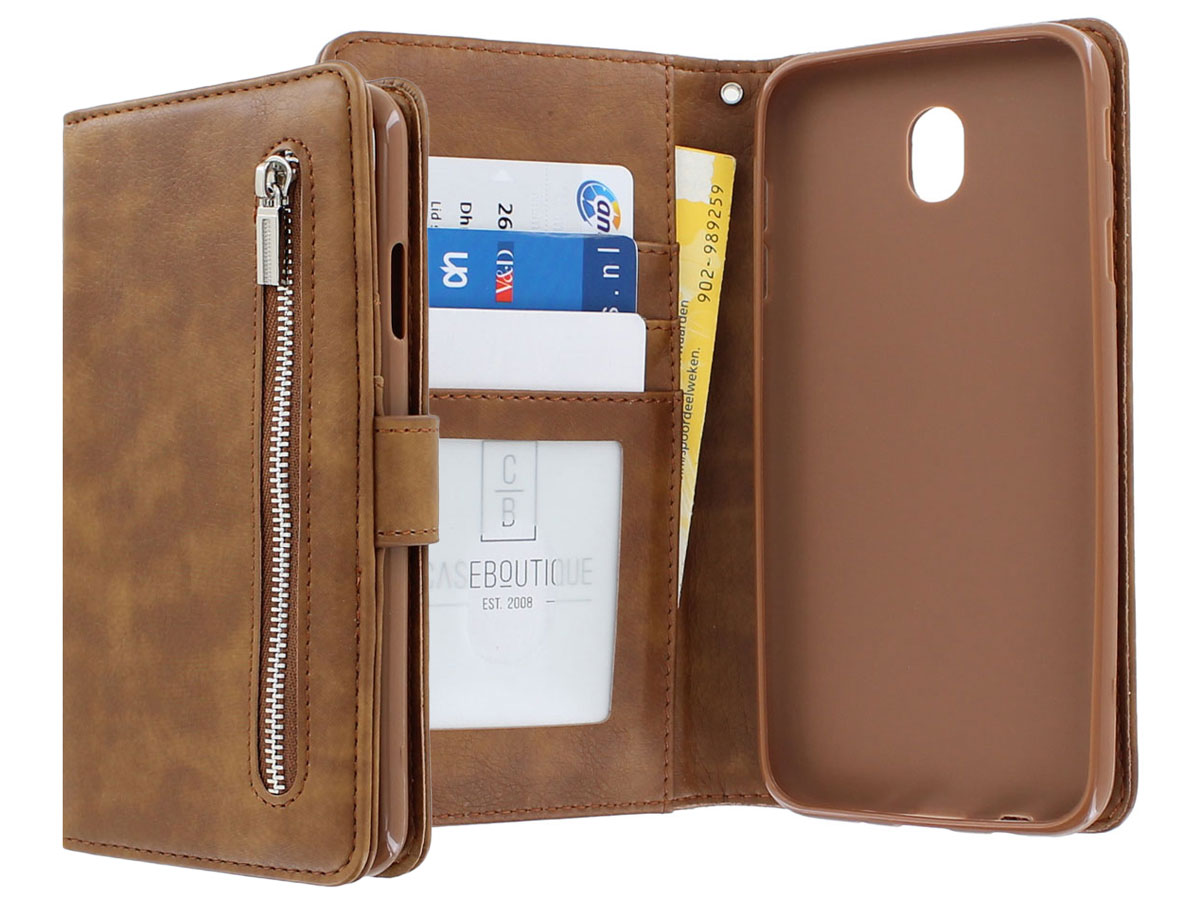 Zipper Book Case Bruin - Samsung Galaxy J7 2017 hoesje