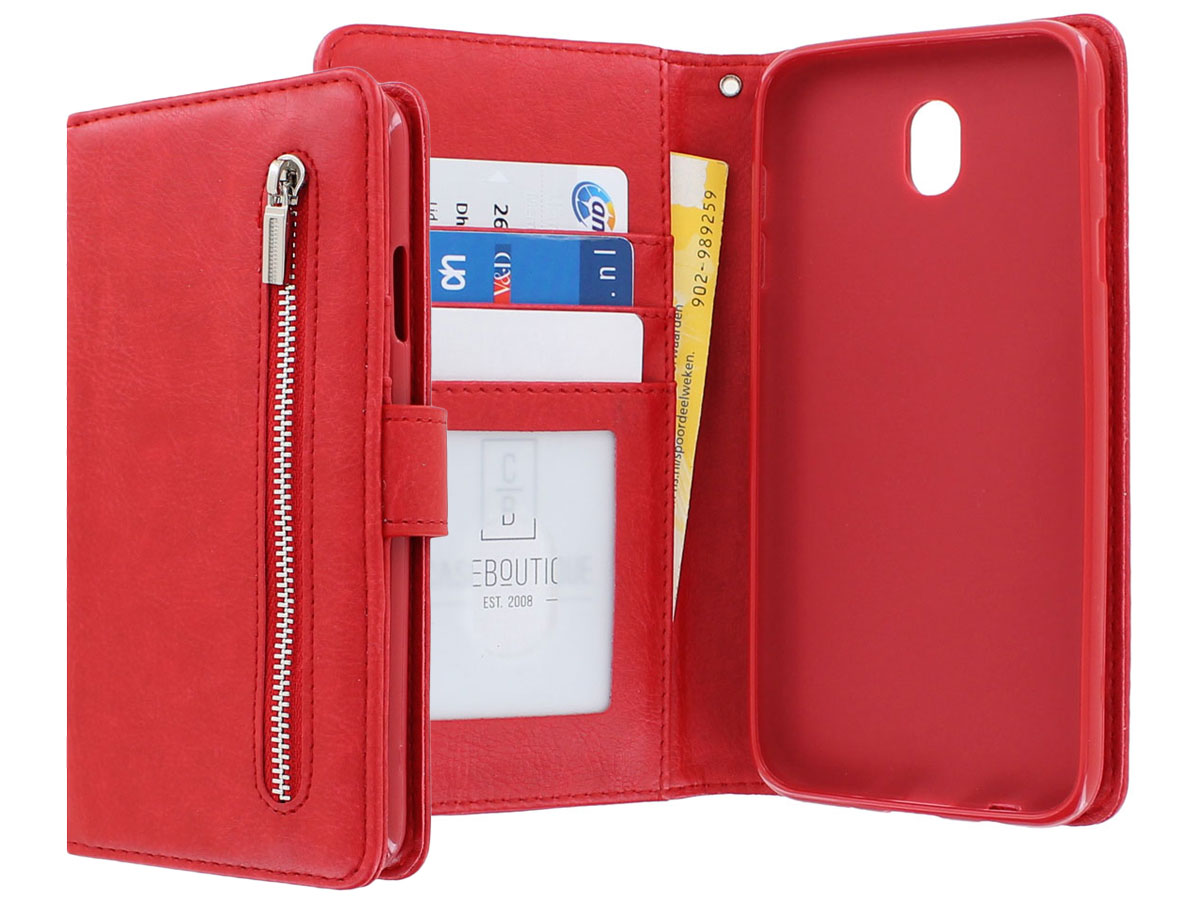 Zipper Book Case Rood - Samsung Galaxy J7 2017 hoesje