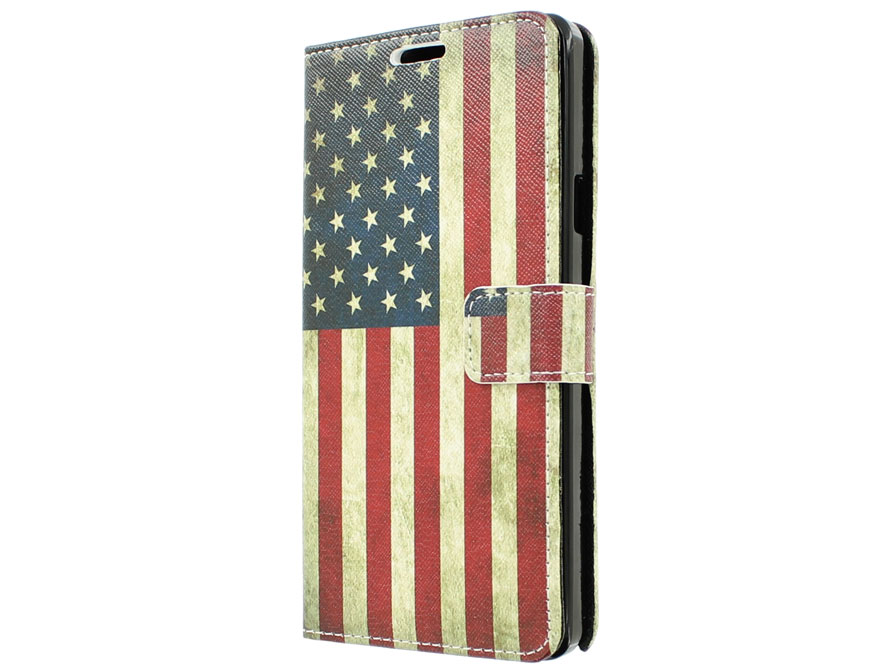 Vintage USA Flag Book Case Hoesje voor Samsung Galaxy Note 4
