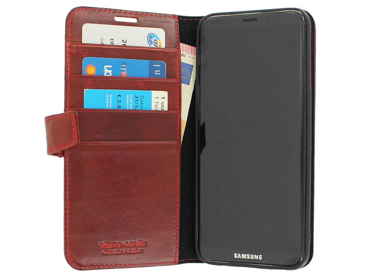 Pierre Cardin Bookcase Rood Leren Galaxy Note 8 Hoesje