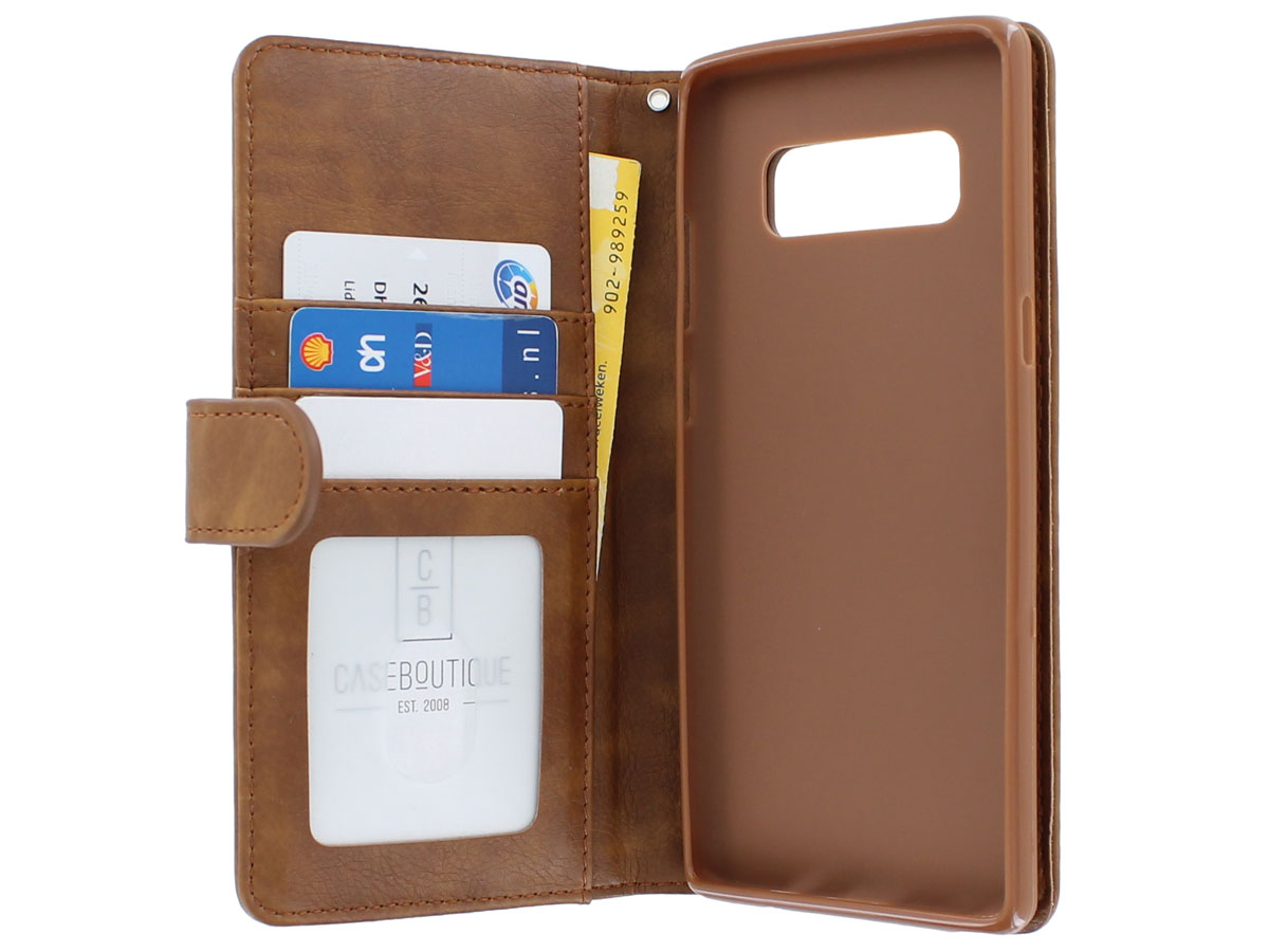Zipper Book Case Bruin - Samsung Galaxy Note 8 hoesje