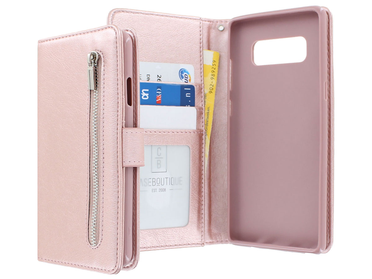 Zipper Book Case Rosé - Samsung Galaxy Note 8 hoesje