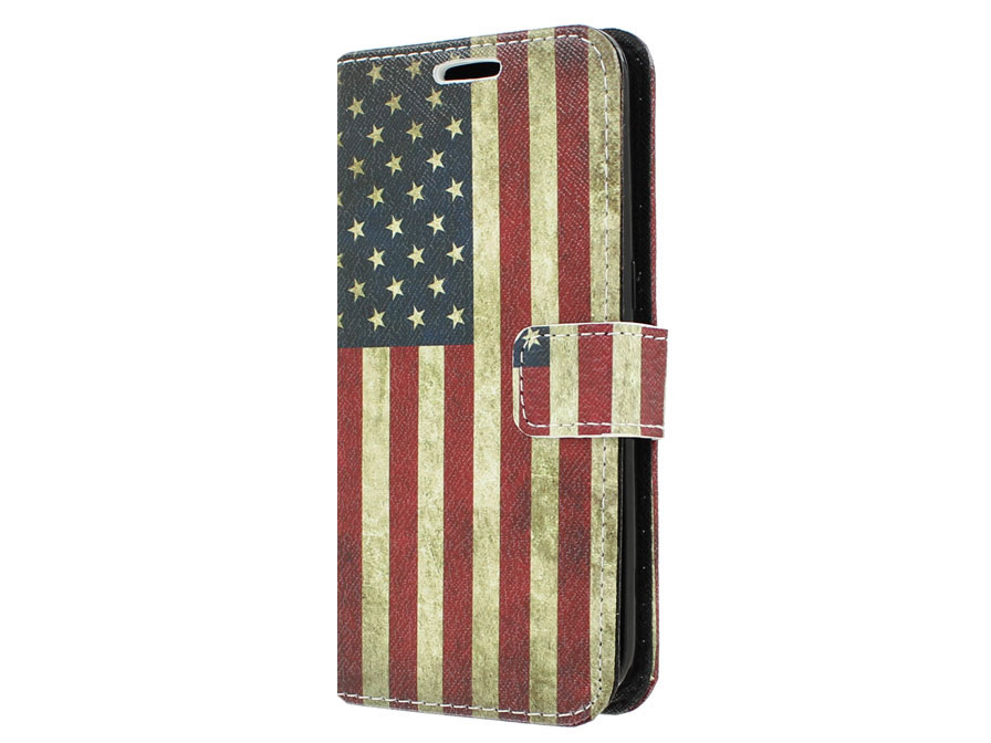 Vintage USA Flag Book Case Hoesje voor Samsung Galaxy S6 Edge