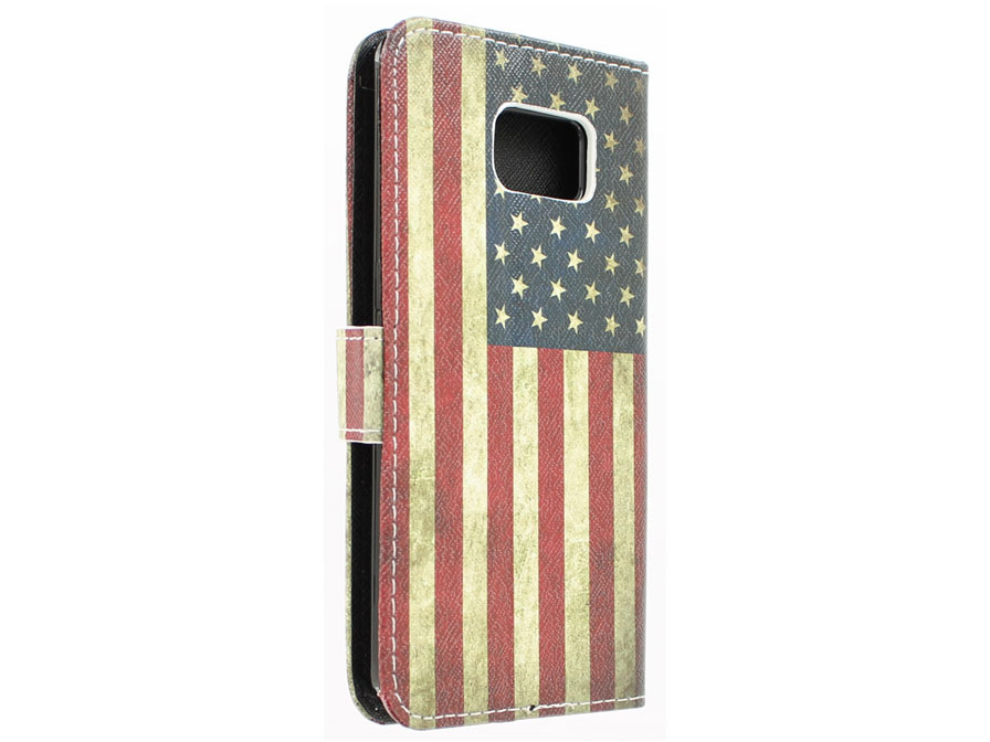 Vintage USA Flag Book Case Hoesje voor Samsung Galaxy S6 Edge
