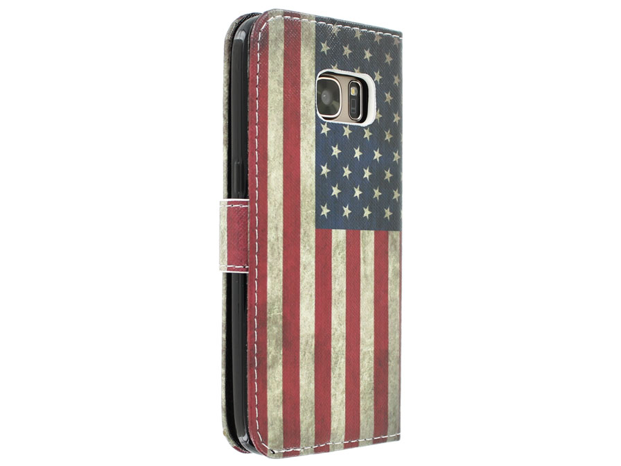 Vintage USA Flag Bookcase | Samsung Galaxy S7 hoesje