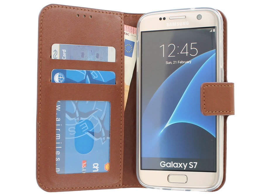 Wallet Book Case - Samsung Galaxy S7 hoesje (Bruin)