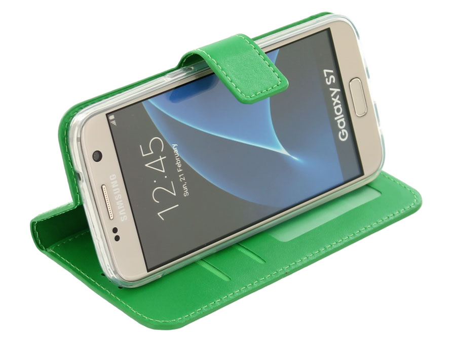 Wallet Book Case - Samsung Galaxy S7 hoesje (Groen)
