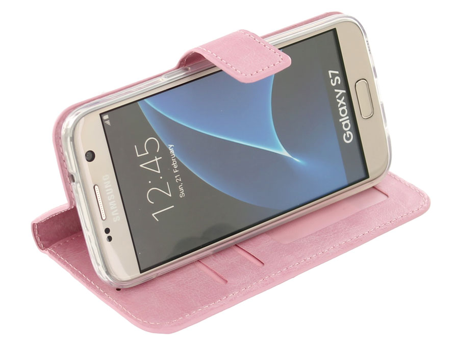 Wallet Book Case - Samsung Galaxy S7 hoesje (Roze)