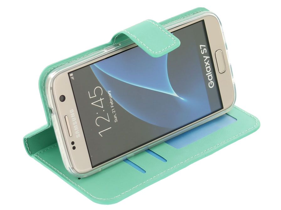 Wallet Book Case - Samsung Galaxy S7 hoesje (Mintgroen)