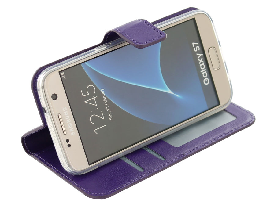 Wallet Book Case - Samsung Galaxy S7 hoesje (Paars)