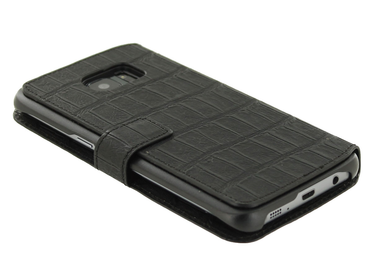 Guess Black Croco Folio - Samsung Galaxy S7 Edge hoesje