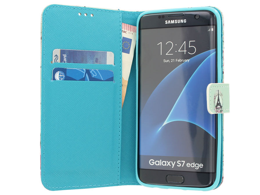 Retro Paris Book Case - Samsung Galaxy S7 Edge hoesje