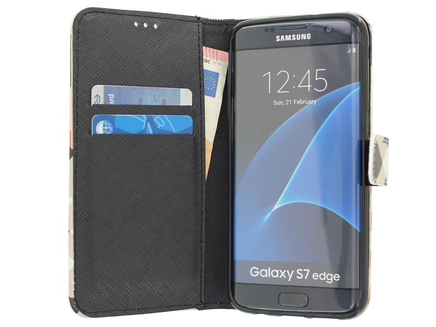 Geruite Book Case - Samsung Galaxy S7 Edge hoesje