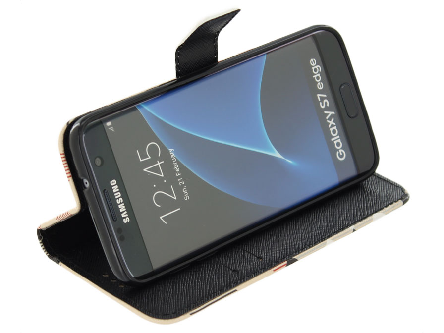 Geruite Book Case - Samsung Galaxy S7 Edge hoesje