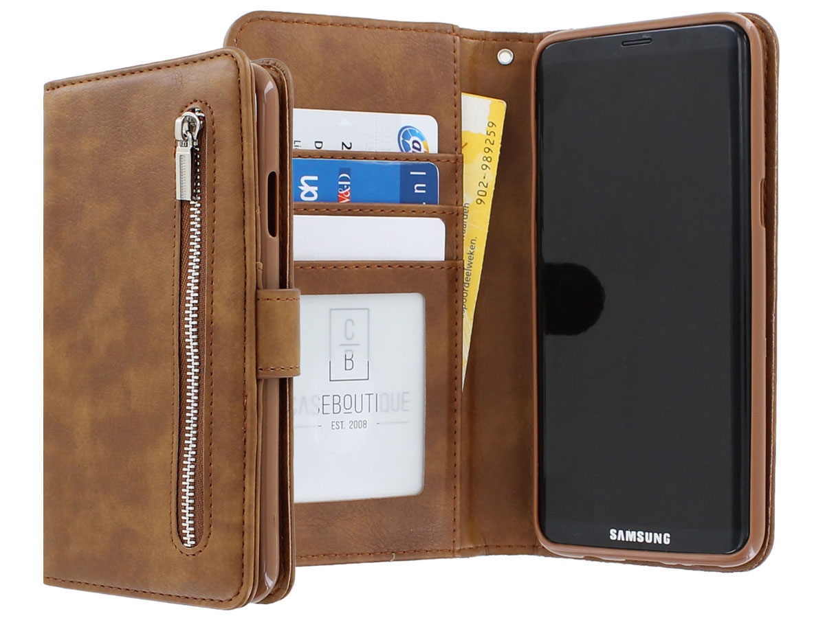 Zipper Wallet Case Bruin - Samsung Galaxy S8 hoesje