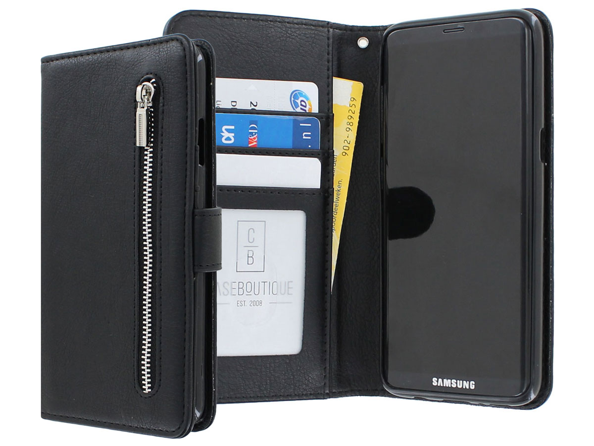 Zipper Wallet Case Zwart - Samsung Galaxy S8 hoesje