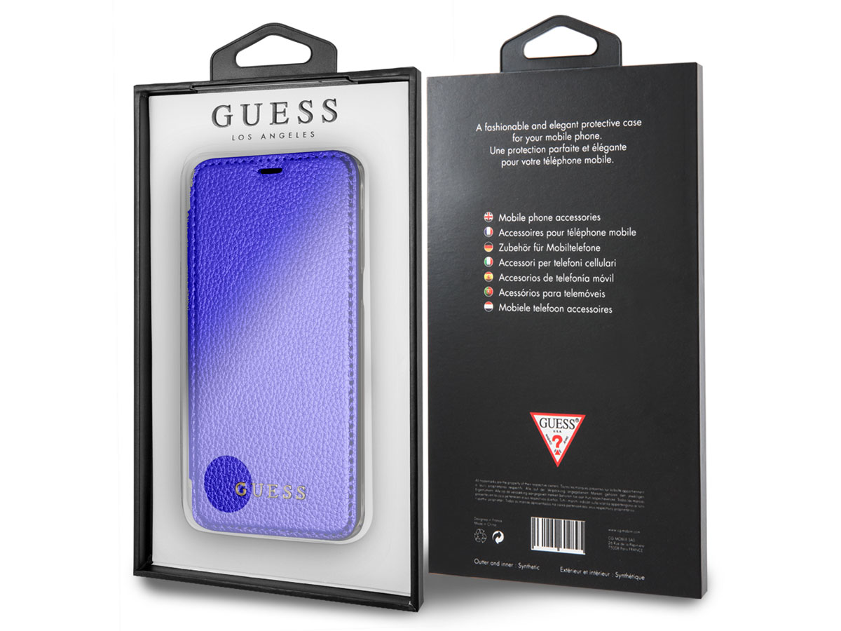 Guess Iridescent Bookcase Blauw - Galaxy S8 hoesje