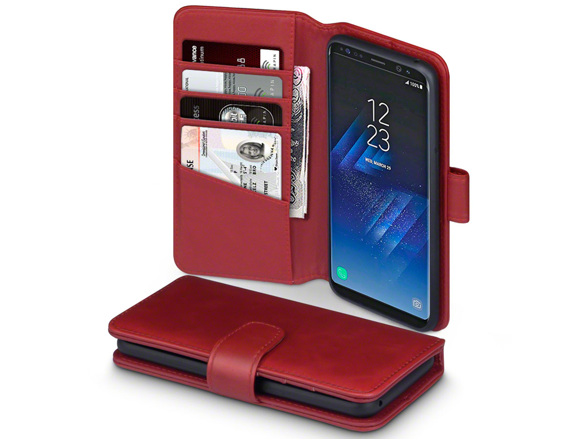 CaseBoutique Rood Leren Bookcase - Samsung Galaxy S8 hoesje