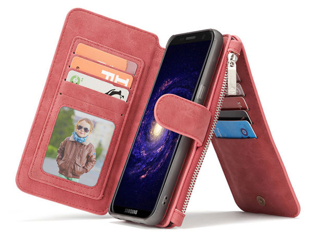 CaseMe 2in1 Wallet Ritsvak Case Rood - Samsung Galaxy S8 Hoesje