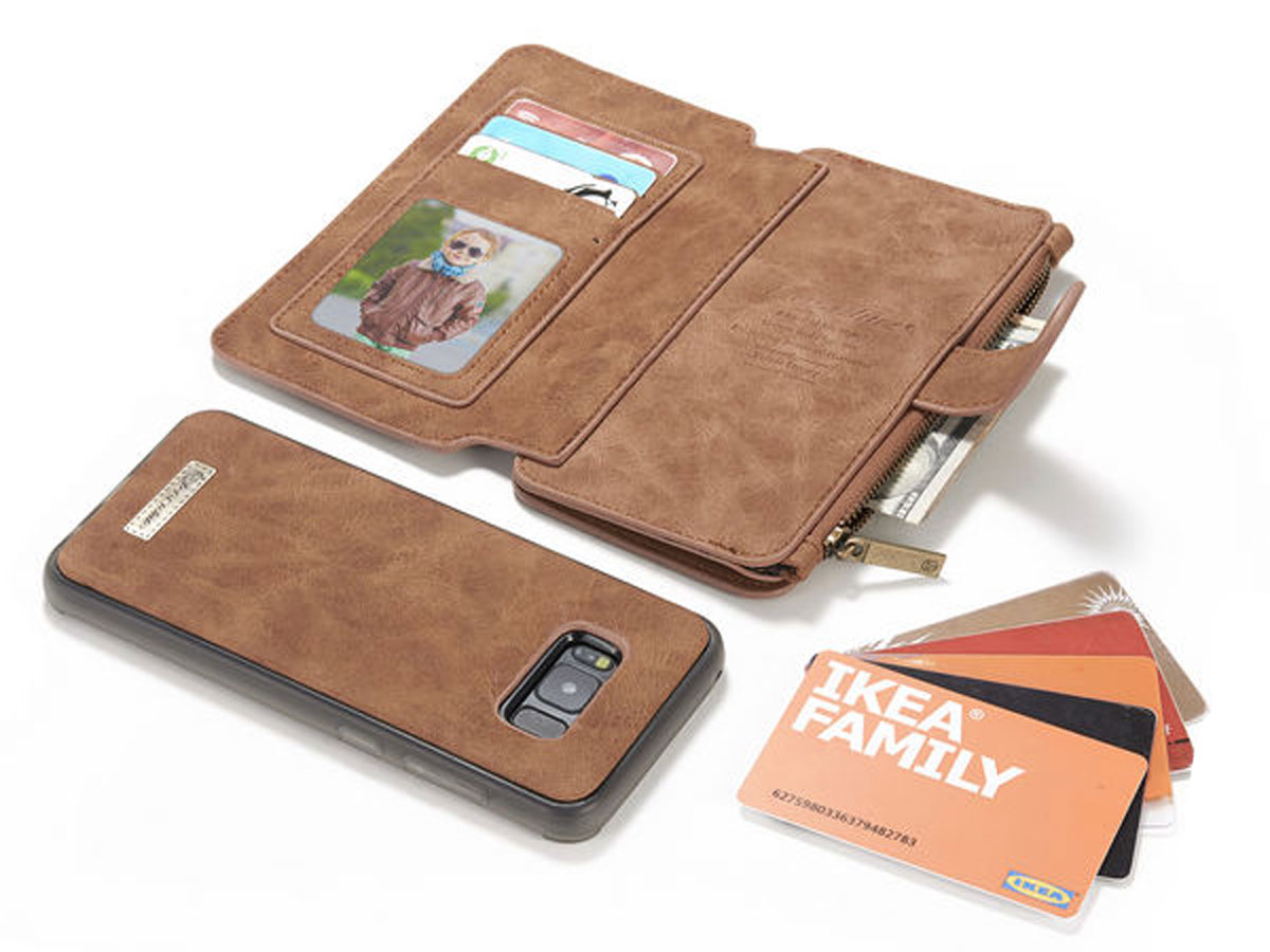 CaseMe 2in1 Wallet Ritsvak Case Bruin - Samsung Galaxy S8 Hoesje