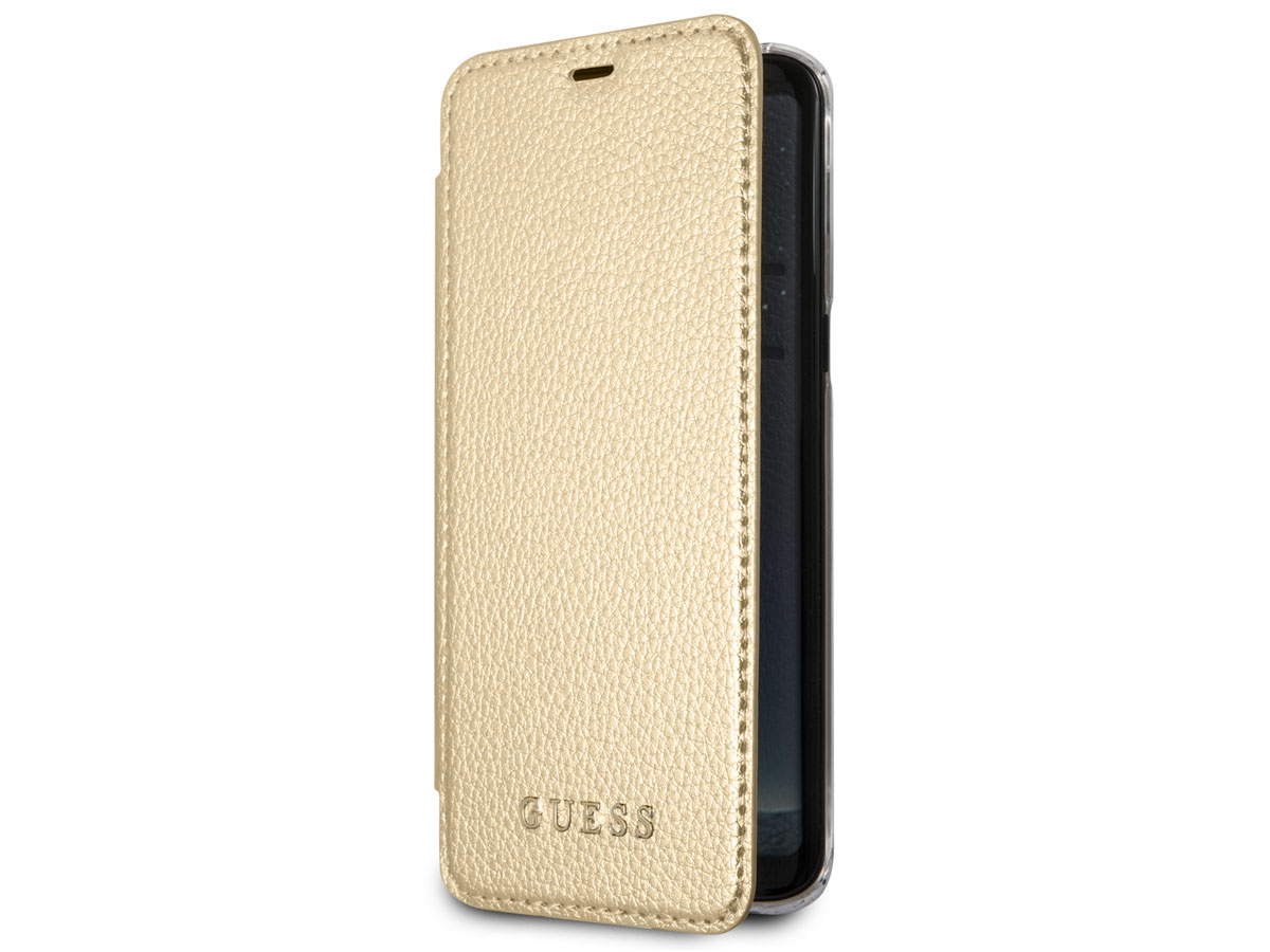 Guess Iridescent Bookcase Goud - Galaxy S8+ hoesje