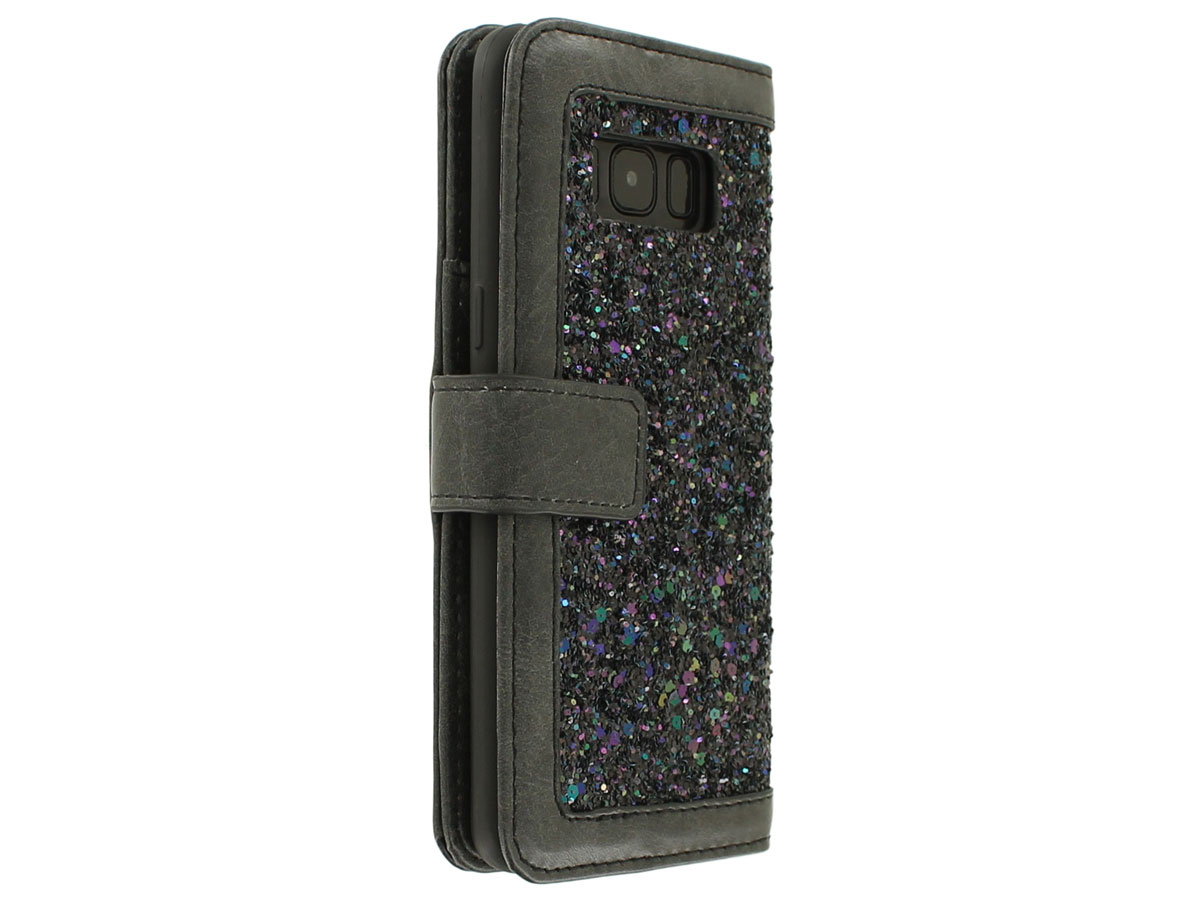Black Sparkle Bookcase - Samsung Galaxy S8+ hoesje